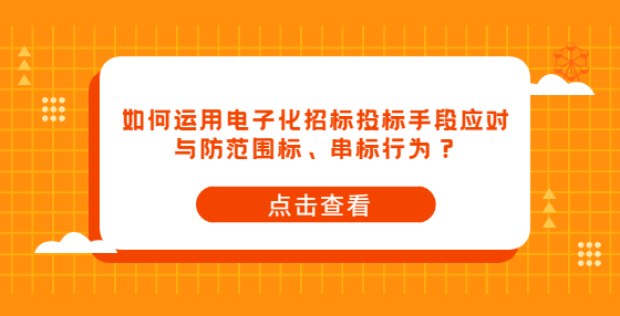 如何运用电子化招标投标手段应对与防范围标、串标行为？