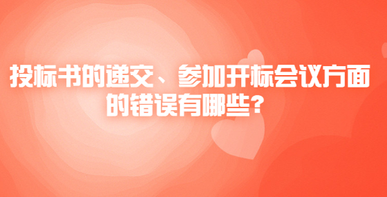 投标书的递交、参加开标会议方面的错误有哪些？