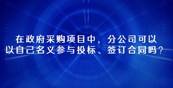 在政府采购项目中，分公司可以以自己名义参与投标、签订合同吗？