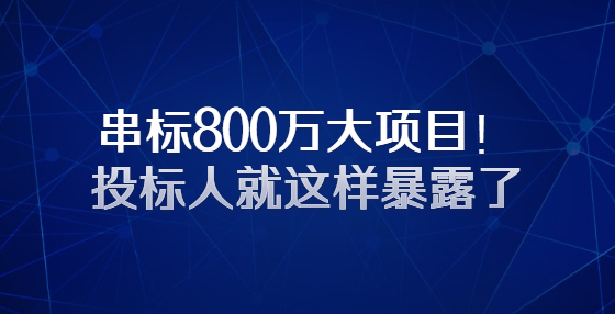 串标800万大项目！投标人就这样暴露了