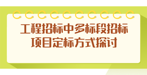 工程招标中多标段招标项目定标方式探讨