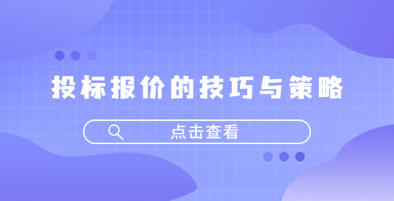 投标报价的技巧与策略