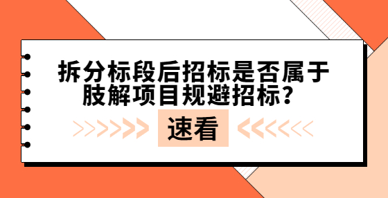 拆分标段后招标是否属于肢解项目规避招标？