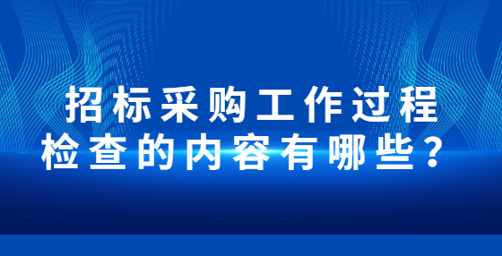 招标采购工作过程检查的内容有哪些？