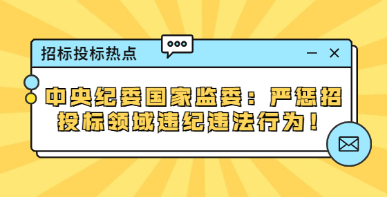 中央纪委国家监委：严惩招投标领域违纪违法行为！