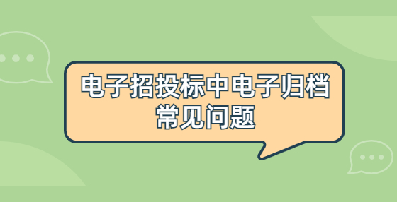 电子招投标中电子归档常见问题