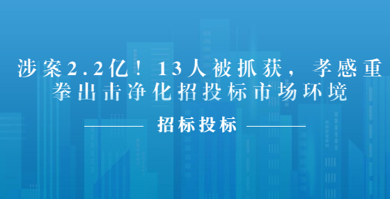 涉案2.2亿！13人被抓获，孝感重拳出击净化招投标市场环境