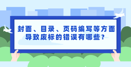 封面、目录、页码编写等方面导致废标的错误有哪些？