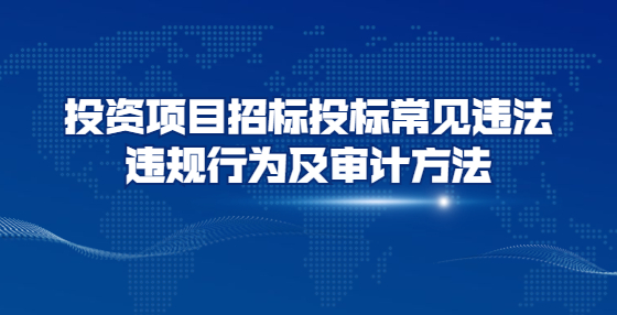投资项目招标投标常见违法违规行为及审计方法