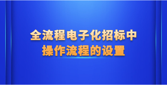 全流程电子化招标中操作流程的设置