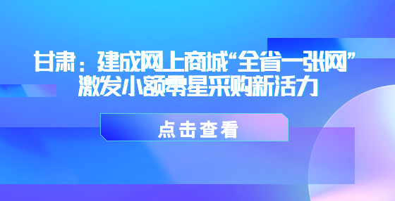 甘肃：建成网上商城“全省一张网” 激发小额零星采购新活力