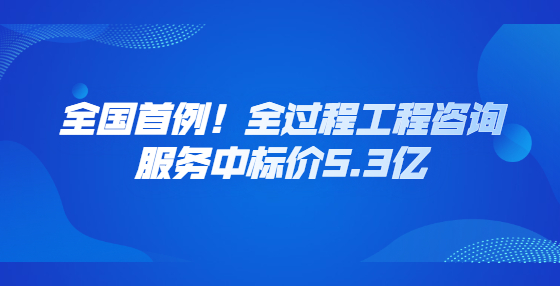 全国首例！全过程工程咨询服务中标价5.3亿