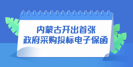 内蒙古开出首张政府采购投标电子保函