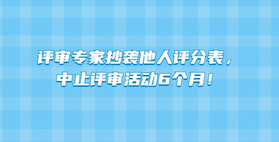 评审专家抄袭他人评分表，中止评审活动6个月！