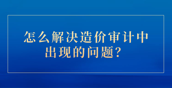 怎么解决造价审计中出现的问题？