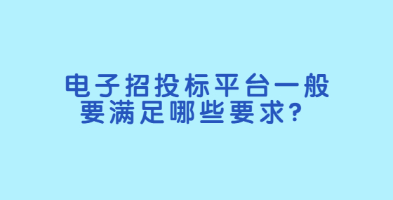电子招投标平台一般要满足哪些要求？