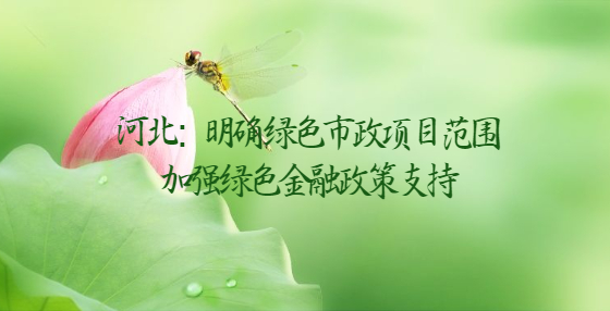 河北：明确绿色市政项目范围 加强绿色金融政策支持