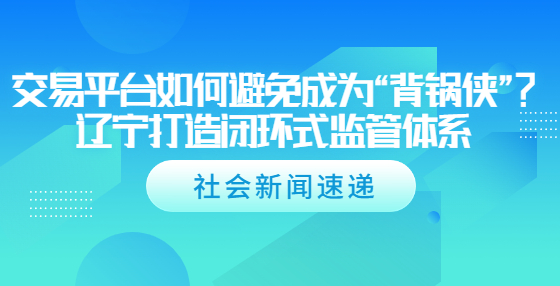 交易平台如何避免成为“背锅侠”？辽宁打造闭环式监管体系