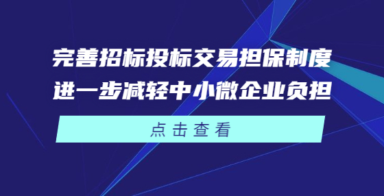 完善招标投标交易担保制度 进一步减轻中小微企业负担