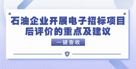 石油企业开展电子招标项目后评价的重点及建议