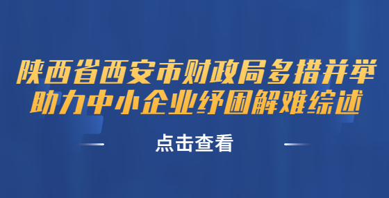 陕西省西安市财政局多措并举助力中小企业纾困解难综述