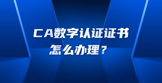 CA数字认证证书怎么办理？